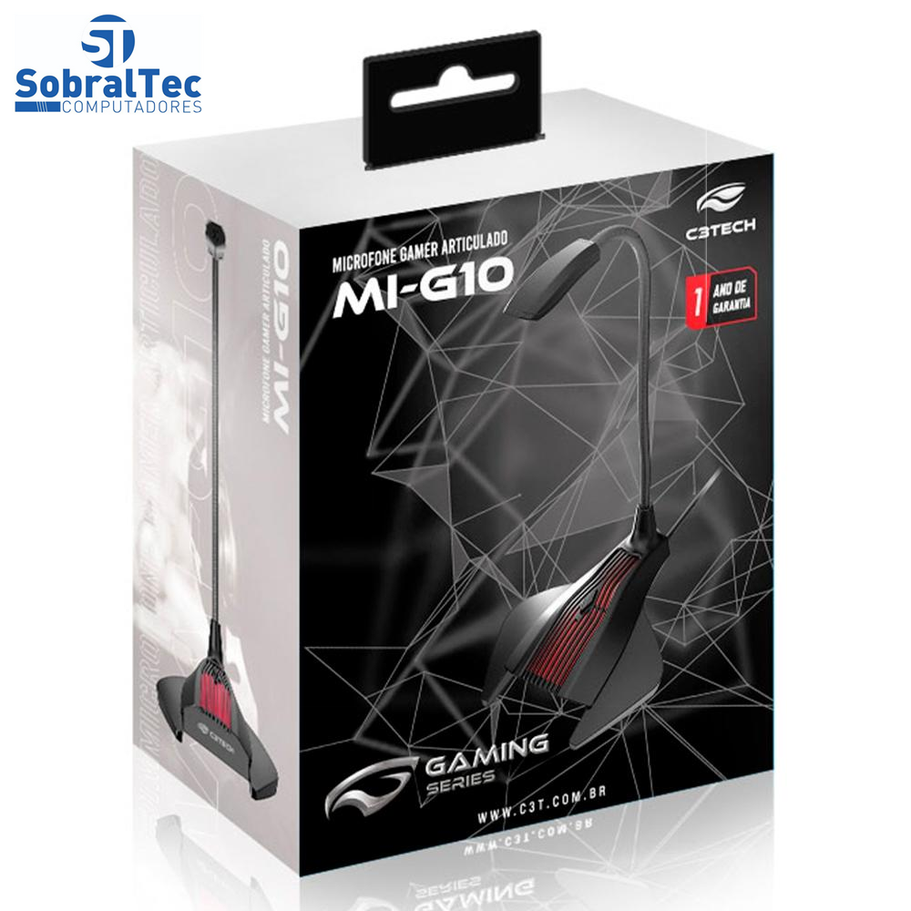 Microfone Gamer C3Tech Conexão P2 Omnidirecional Preto- MI-G10BK